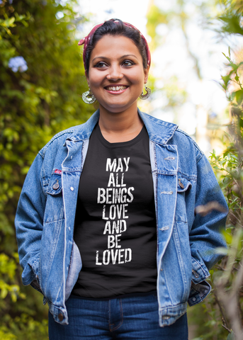 May All Beings Love + Be Loved Adult Capsleeve Tee