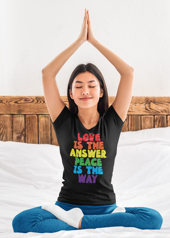 Love is the Answer Peace is the Way Adult Capsleeve Tee