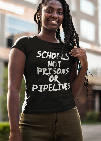Schools Not Prisons Or Pipelines Adult Capsleeve Tee