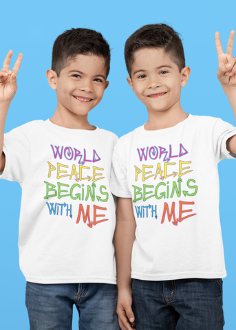 T-Shirt Me Begins Kids World With Peace